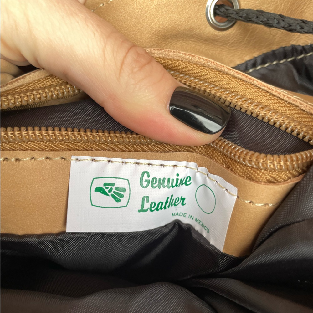 Handmade Bohemian Festival Style Tan Authentic Leather Mini Backpack - Picture 8 of 11